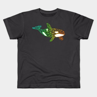 Rainbow geometric orca Kids T-Shirt